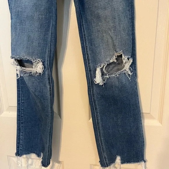 Flying Monkey Holly High Rise Slim Straight Blue Distressed Jeans Size 25 - Picture 6 of 11